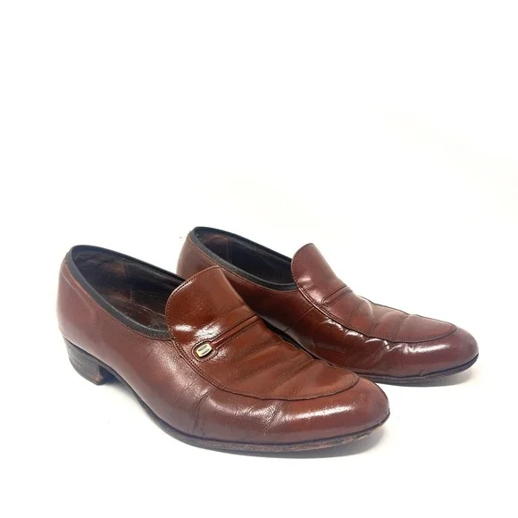 Florsheim‎ Imperial Cognac Brown Leather Apron Toe Loafers Casual Shoes Mens 9 - Picture 2 of 9
